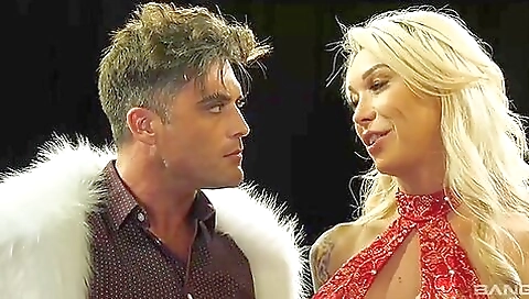 Busty blonde with big ass and large tits being deepthroated