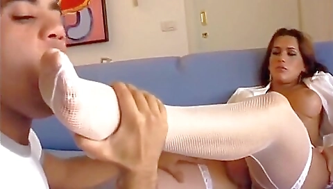 Big boobs nurse gets her patient to cum in her tight asshole