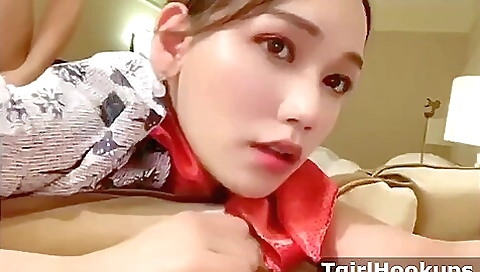 Asian brunette maid fucked with a dick in POV porn