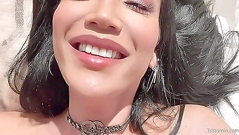 Horny shemale is fucked by a big black dick on the couch