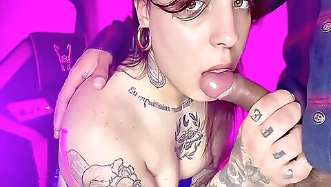 Bareback gangbang with a shemale at the porn store