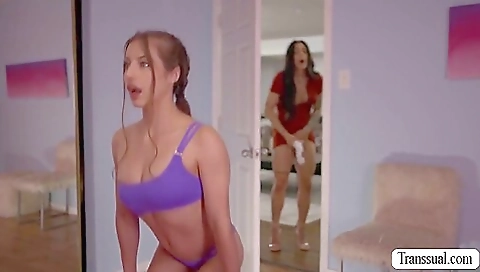 Brunette with a tattooed ass is getting fucked by a boss