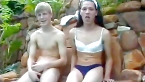 Busty vintage babe with tattooed ass fucked outdoors