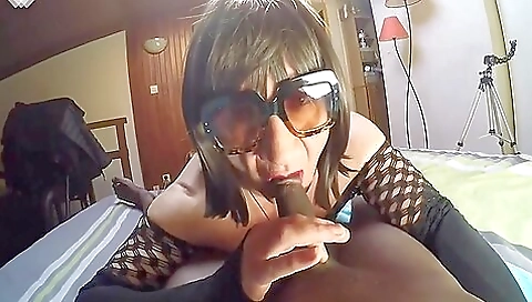 Ebony girl gets fucked in deepthroat by a white man