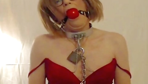 Skinny brunette in stockings fucks her stepdad with a dildo