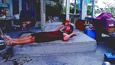 Asian brunette enjoys outdoor and plays with her sexuality