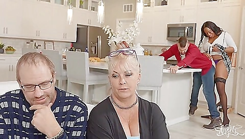 Brunette ebony gets face fucked and spanked in her hole