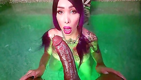 Tattooed chick fucks in bathroom for the first time